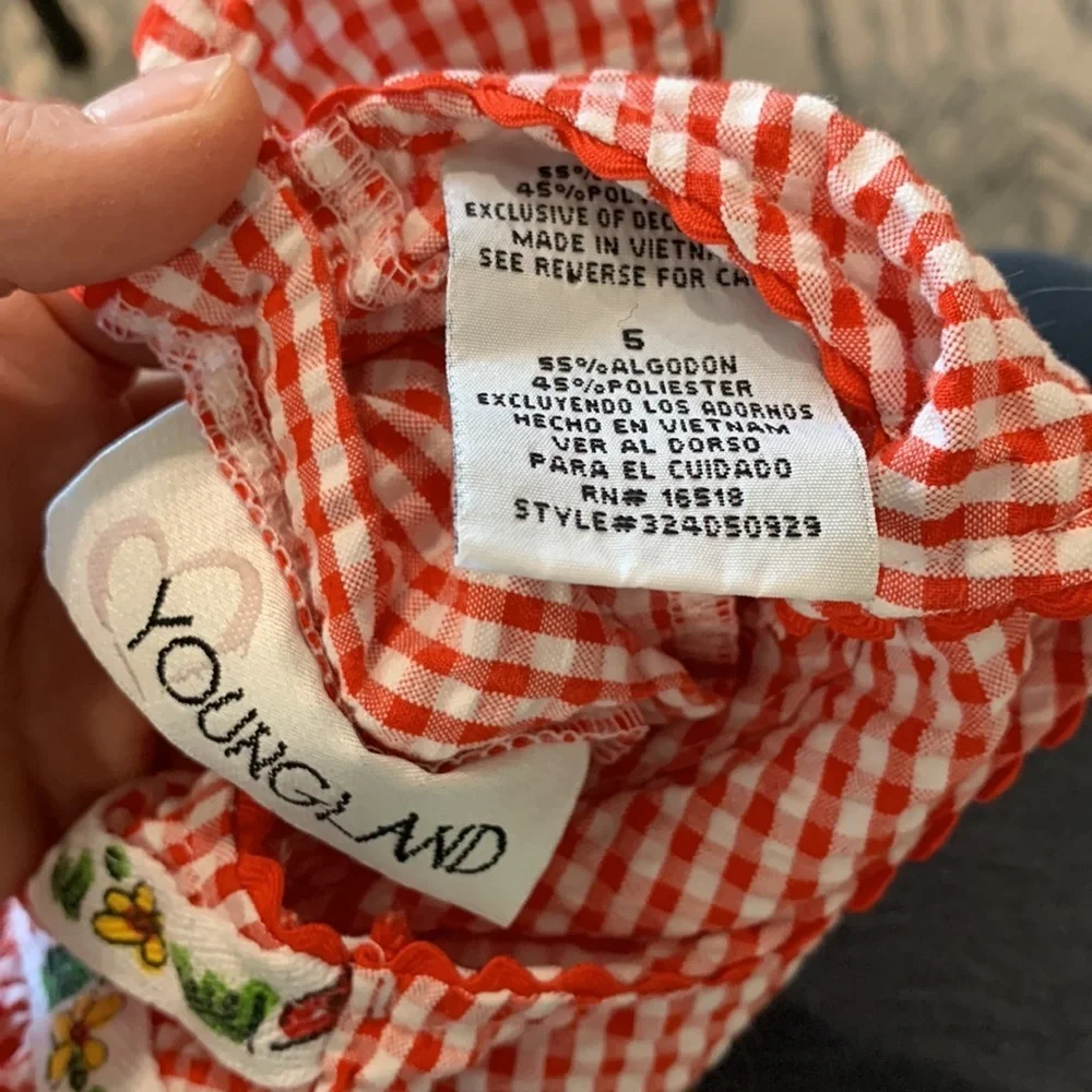 Youngland - 5, red and white checked‎ seersucker dress